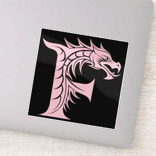 Draak gestileerde letter F, drakenalfabet, monogra Sticker