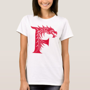 Draak gestileerde letter F, drakenalfabet, monogra T-shirt