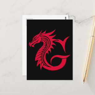 Draak gestileerde letter G, drakenalfabet, monogra Briefkaart