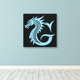 Draak gestileerde letter G, drakenalfabet, monogra Canvas Afdruk