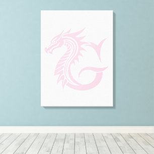 Draak gestileerde letter G, drakenalfabet, monogra Canvas Afdruk