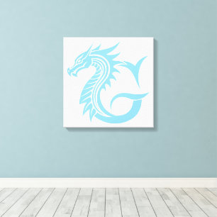 Draak gestileerde letter G, drakenalfabet, monogra Canvas Afdruk