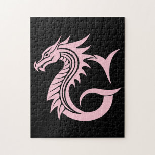 Draak gestileerde letter G, drakenalfabet, monogra Legpuzzel