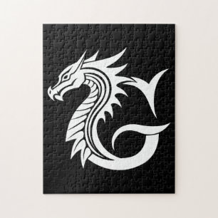 Draak gestileerde letter G, drakenalfabet, monogra Legpuzzel