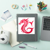 Draak gestileerde letter G, drakenalfabet, monogra Sticker (iPad Cover)