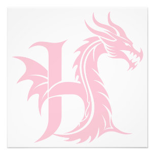 Draak gestileerde letter H, drakenalfabet, monogra Foto Afdruk