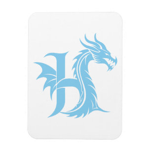 Draak gestileerde letter H, drakenalfabet, monogra Magneet