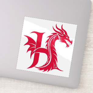 Draak gestileerde letter H, drakenalfabet, monogra Sticker