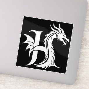 Draak gestileerde letter H, drakenalfabet, monogra Sticker