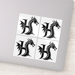 Draak gestileerde letter H, drakenalfabet, monogra Sticker