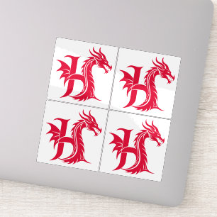 Draak gestileerde letter H, drakenalfabet, monogra Sticker