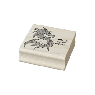 Draak gevuld met Stippen Patroon - links Rubberstempel