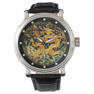 Draak gouden Chinese Qing dynastie borduurwerk Horloge