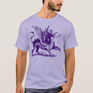 Draak Gravure - Diep Paars T-shirt