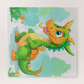 Draak groene kunst legpuzzel (Horizontaal)