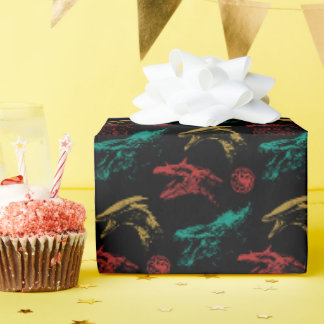 Draak hoofd patroon cadeaupapier