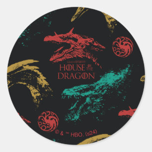 Draak hoofd patroon ronde sticker