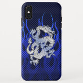 Draak in Chrome als blauwe koolstofvezel Case-Mate iPhone Case (Achterkant)