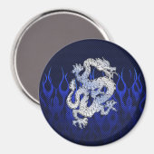 Draak in Chrome zoals blauwe koolstofvezelstijlen Magneet (Voorkant / Achterkant)
