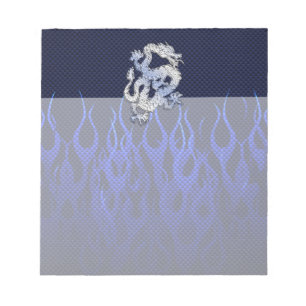 Draak in Chrome zoals blauwe koolstofvezelstijlen Notitieblok