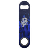 Draak in Chrome zoals blauwe koolstofvezelstijlen Speed Flessenopener (Voorkant)