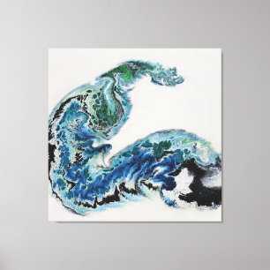 “Draak in de golven – Abstracte Oceaenergie Canva Canvas Afdruk