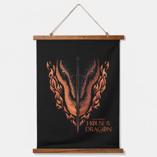 Draak in Flames Behind Sword Hangend Wandkleed (Voorkant)
