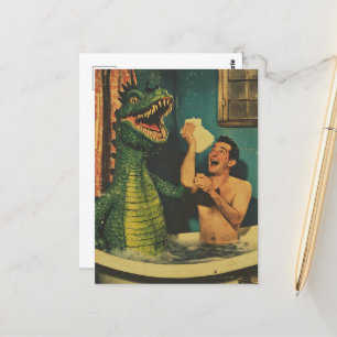 Draak in mijn BubbleBath Briefkaart