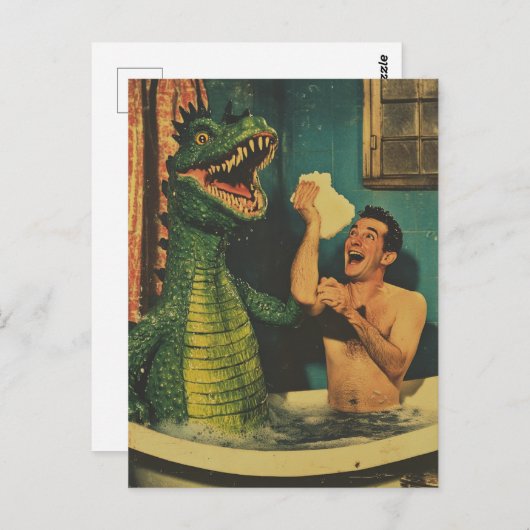 Draak in mijn BubbleBath Briefkaart (Voorkant / Achterkant)