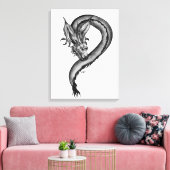 Draak in Tattoo stijl Canvas Afdruk (Insitu (Woonkamer))