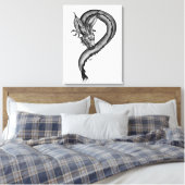 Draak in Tattoo stijl Canvas Afdruk (Insitu (Slaapkamer))