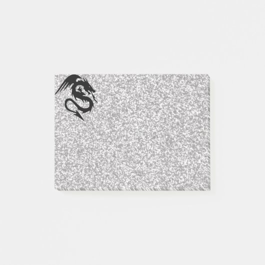 Draak in zilver plaatsen post-it® notes (Voorkant)
