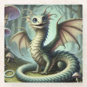 Draak Jabberwocky Schattig Fantasie Wezen Kunst Glazen Onderzetter