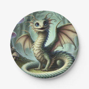 Draak Jabberwocky Schattig Fantasie Wezen Kunst Papieren Bordje