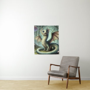 Draak Jabberwocky Schattig Fantasie Wezen Kunst Wandkleed
