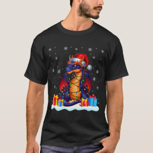 Draak Kerstman Hoed Kerstboom Licht Kerstmis Pyjam T-shirt