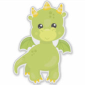 Draak, kleine draak, groene draak, magisch sticker (Voorkant)