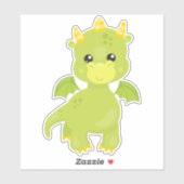 Draak, kleine draak, groene draak, magisch sticker (Vel)