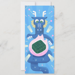 Draak kookt banh chung - Funky Cute Stijl Kaart