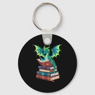 Draak Lezen Boeken Fantasy Liefhebbers Mythische C Sleutelhanger