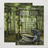 Draak Magische Fantasie Verjaardagsuitnodiging Kaart (Voorkant / Achterkant)