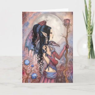 Draak Meisje Gotische Fantasie Kunst van Molly Har Kaart