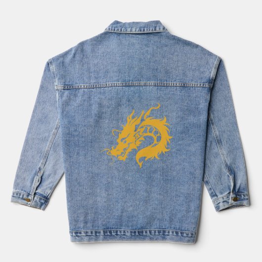 draak met gele kleur denim jacket (Achterkant)