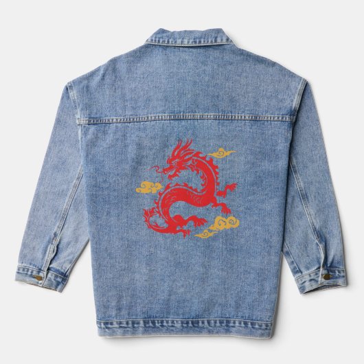 Draak met rode kleur denim jacket (Achterkant)