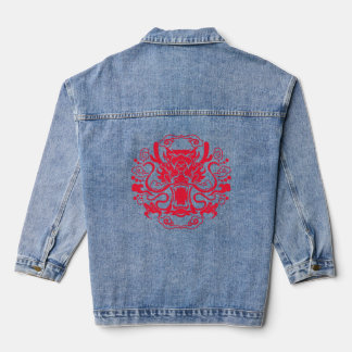 Draak met rode kleur denim jacket