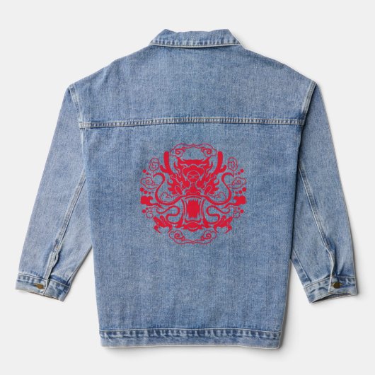 Draak met rode kleur denim jacket (Achterkant)