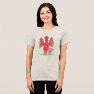 Draak met rode rozen Tri-Blend shirt