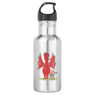 Draak met rode rozen waterfles