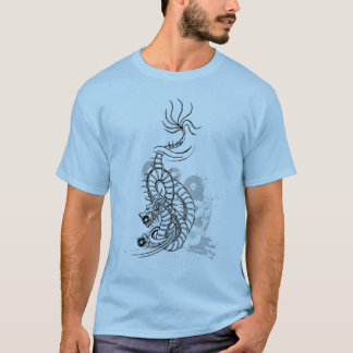 Draak met vinylrecords t-shirt