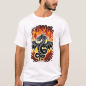 Draak met vlammen op de achtergrond t-shirt (Voorkant)